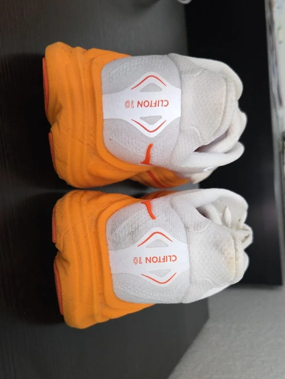 Hoka White & Orange Clifton Sneakers (Lightly Used)